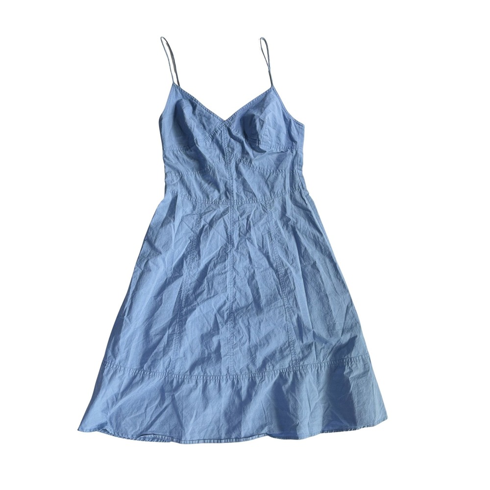 Club Monaco Blue Cotton Spaghetti Strap Midi Dress Womens Size 2 Summer Breezy